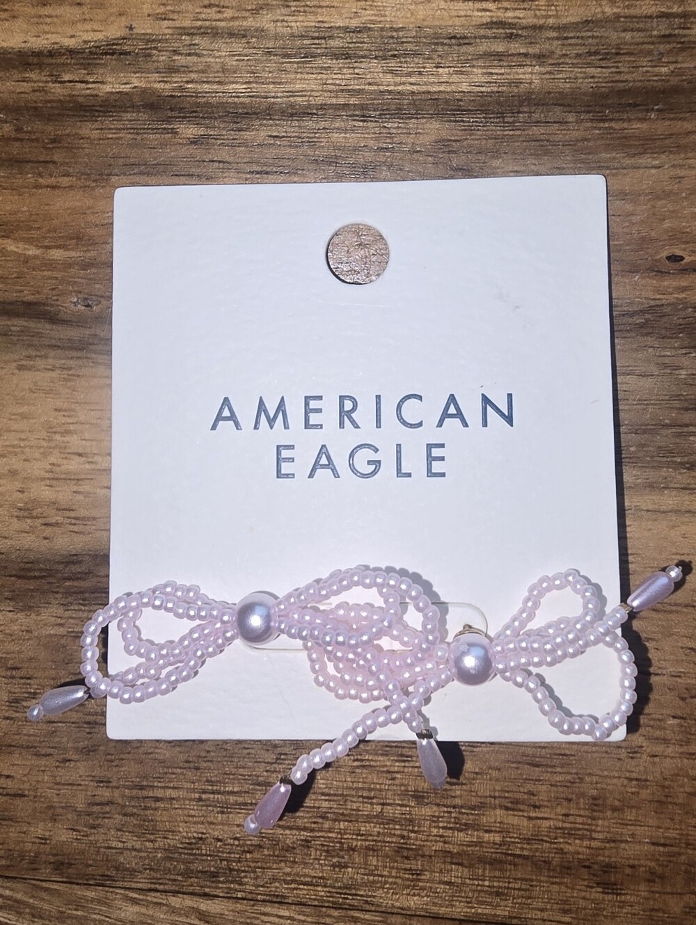NWT American Eagle Outfitters Light Pink Beaded Bow Earrings with Pearls